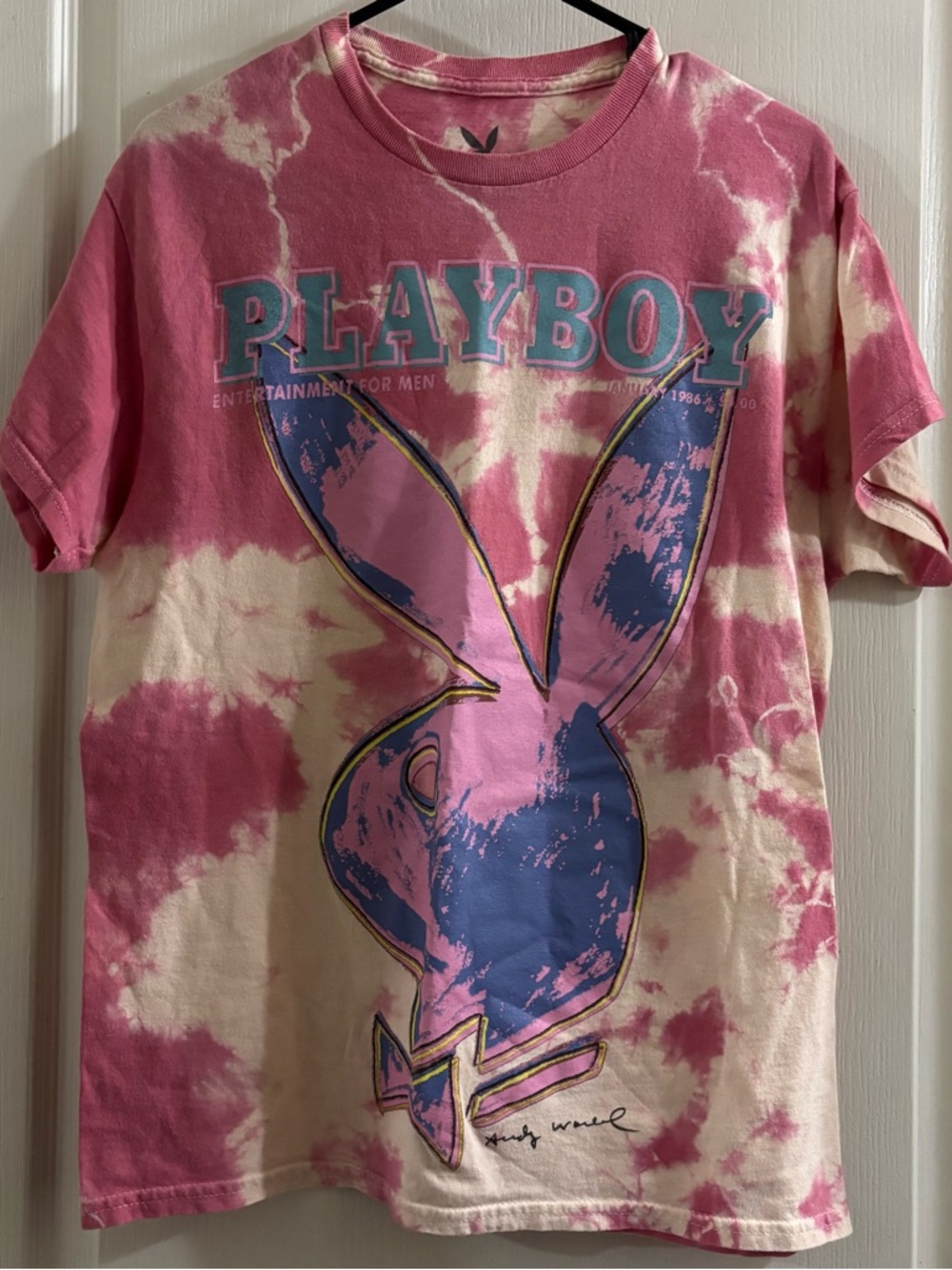 PLAYBOY Pink & Cream Tie-Dye Bunny Graphic Tee